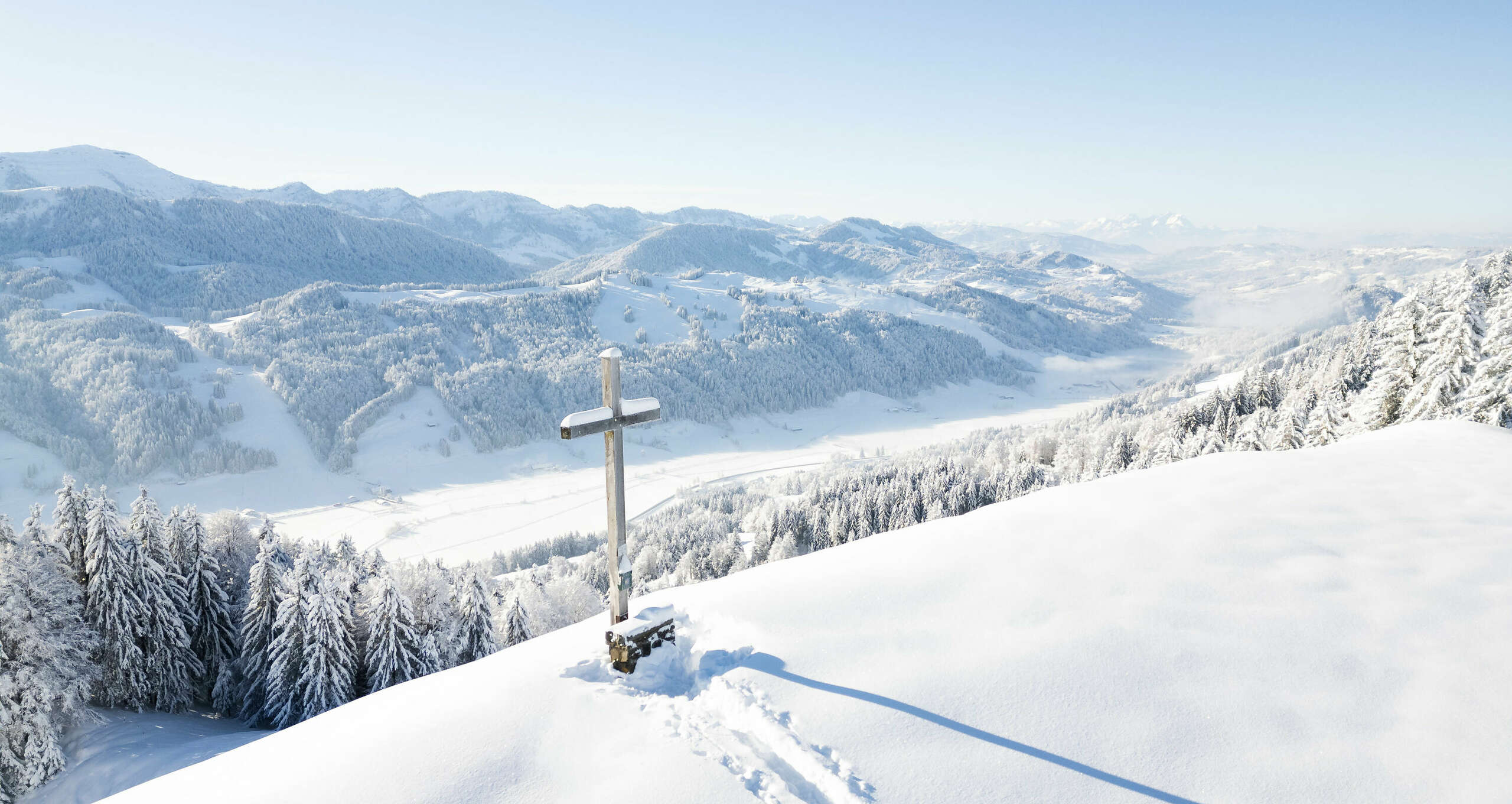 Winterpanorama von der Salmaser Höhe in Oberstaufen