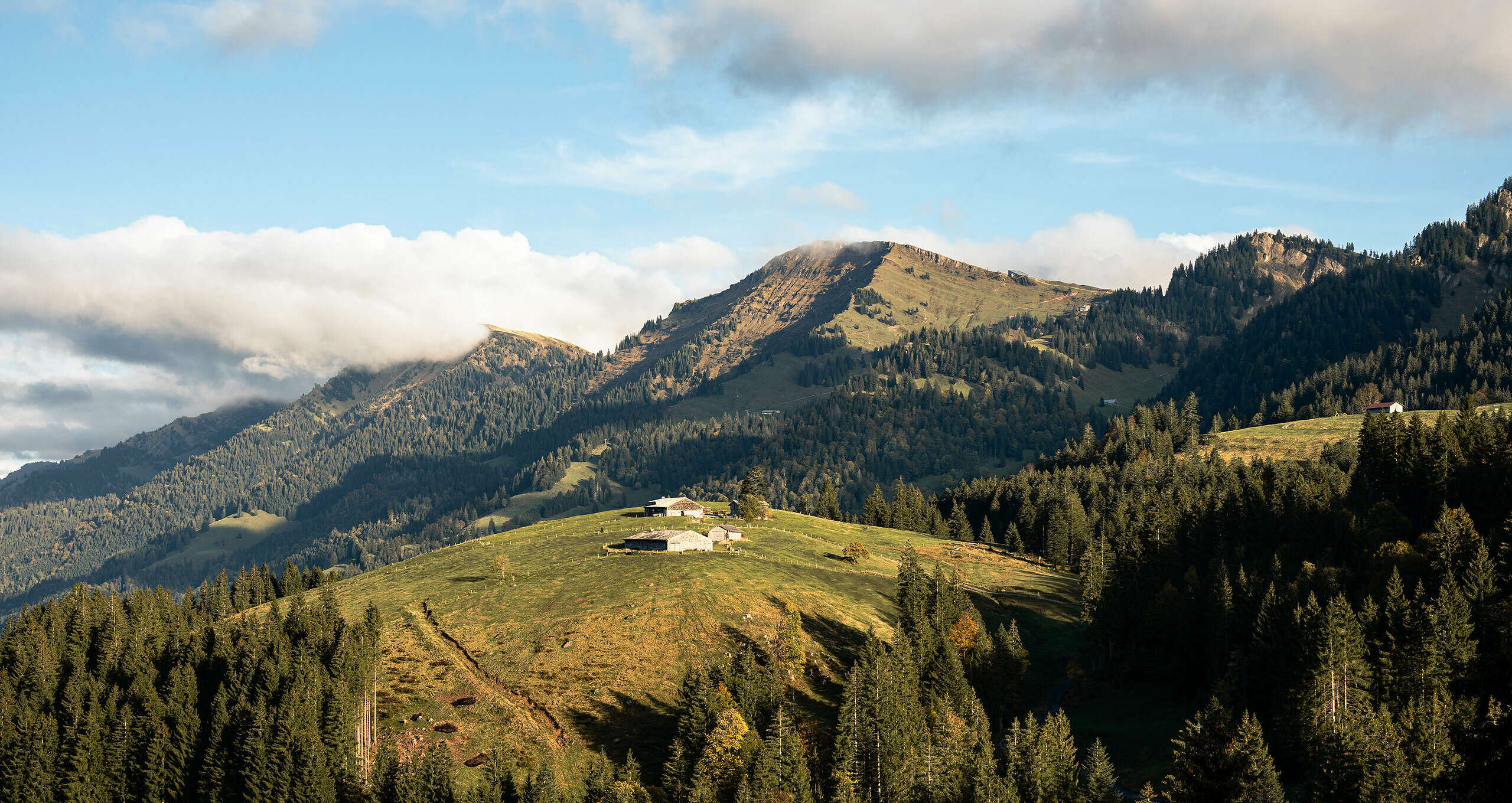 Hochgrat und die Nagelfluhkette in der herbstlichen Sonne.