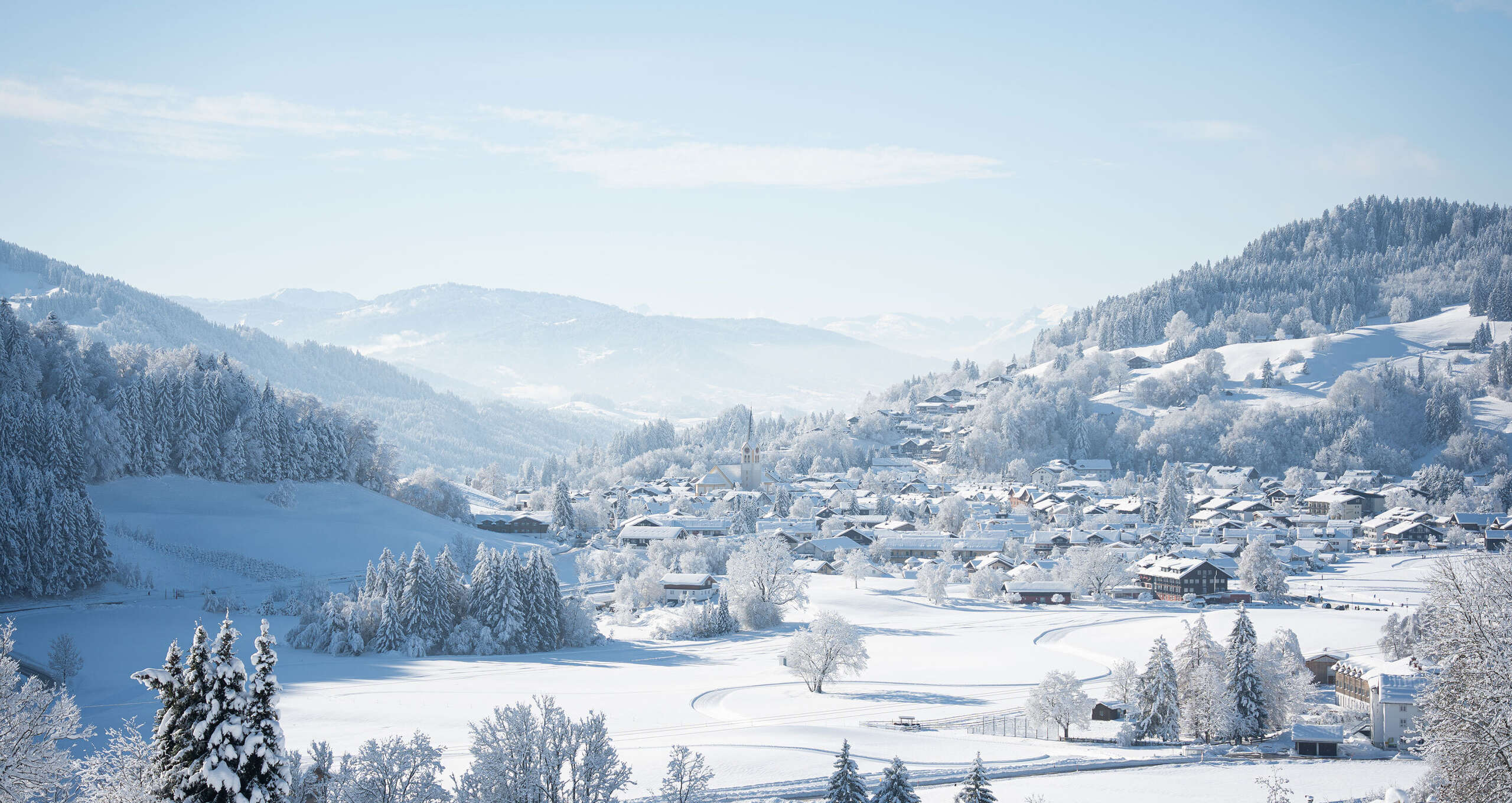 Ortsansicht Oberstaufen im Winter