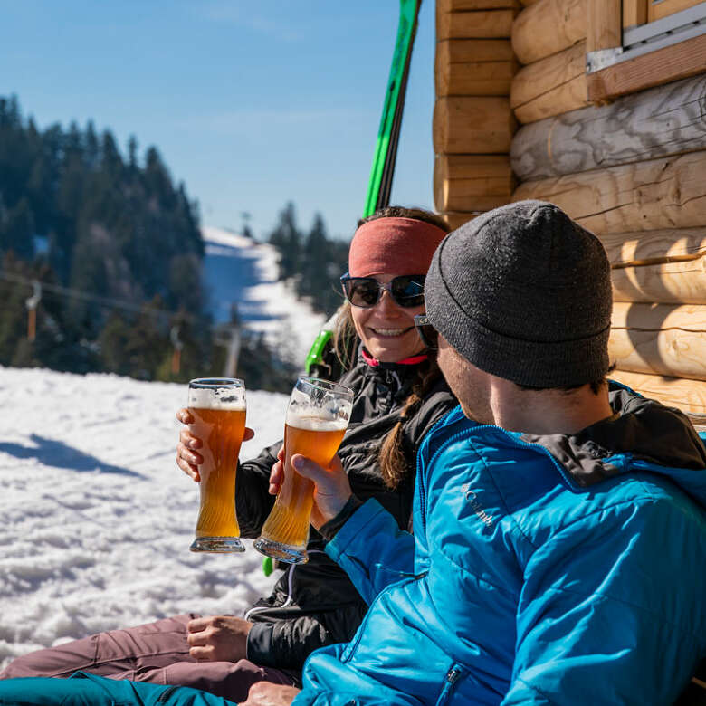 Einkehr am Imberghaus in der Skiarena Steibis