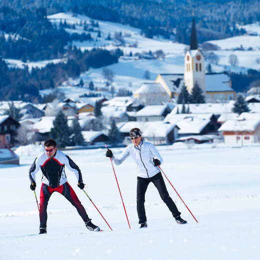 Langlaufen auf der Kalzhoferloipe in Oberstaufen