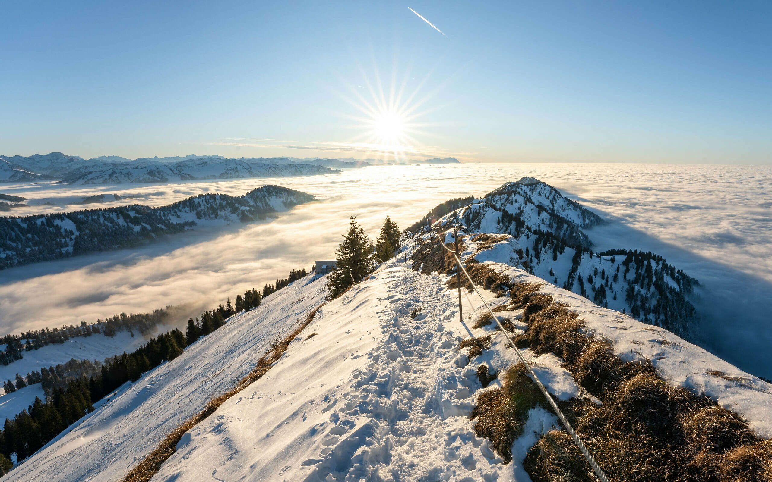 Winterliche Stimmung bei Obheiter an der Nagelfluhkette im Allgäu