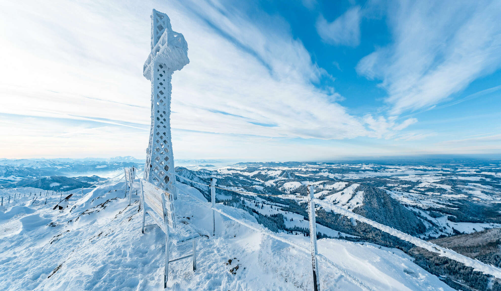 Blick auf die Winterlandschaft vom Hochgrat