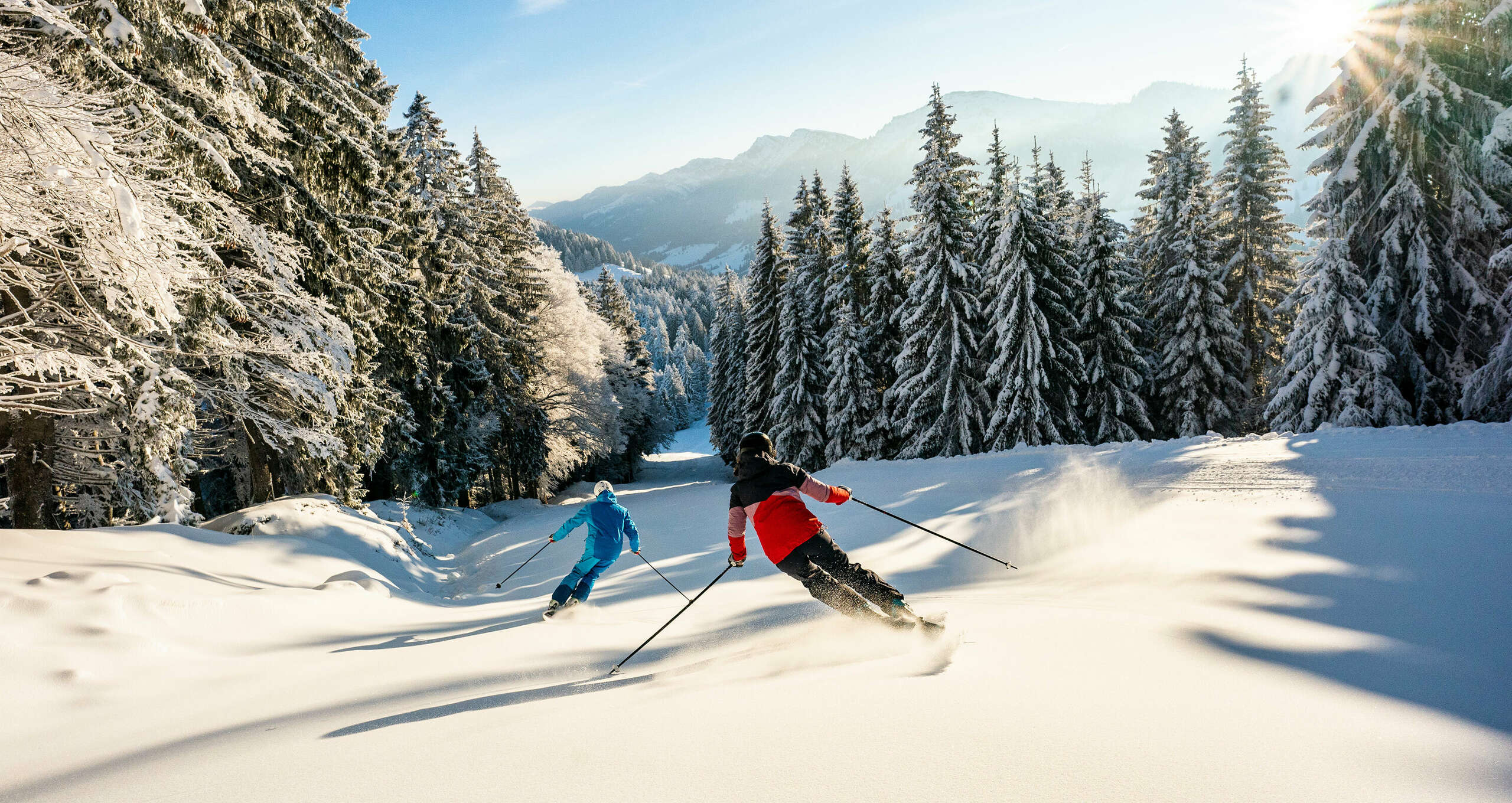 Skifahren in der Skiarena Steibis mit Allgäuer Bergpanorama