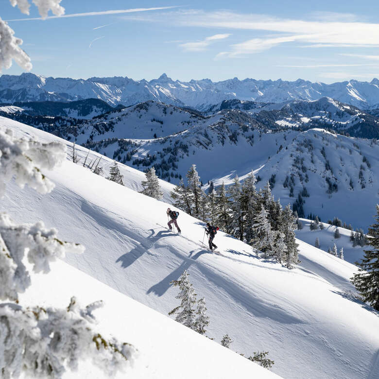 Skitour am Hochgrat mit dem Panorama der Allgäuer Alpen