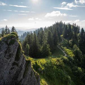 Wanderweg auf dem Grat der Nagelfluhkette im Sommer.